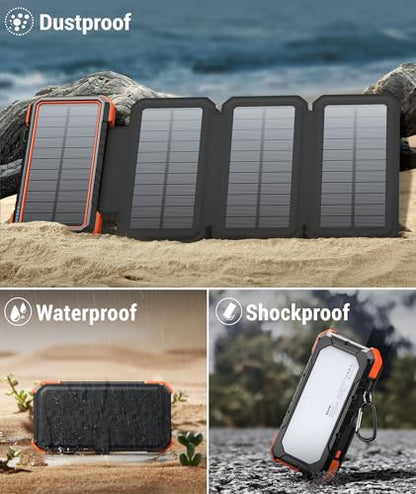 BLAVOR Solar Power Bank 20,000mAh Portable Charger with 4 Foldable Panels