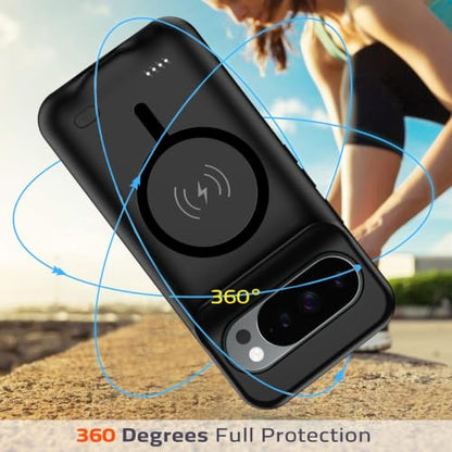 Battery Case for Pixel 9/10 Pro XL, Upgraded 10000mAh Slim Rechargeable Portable Extended Battery Pack Supported Qi Wireless Charging Case Compatible with Pixel 9/10 Pro XL (6.8 inch) Case-Black - size: Pixel 9/10 Pro XL