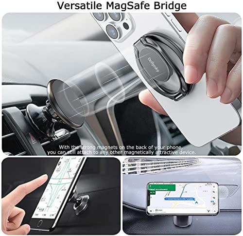 Doflyesky Magnetic Phone Ring Holder for iPhone, Double Adjustable Gym Phone Grip Holder and Stand Removable for Magsafe Case, iPhone 17/16/15/Pro Max Plus SE - color: Black