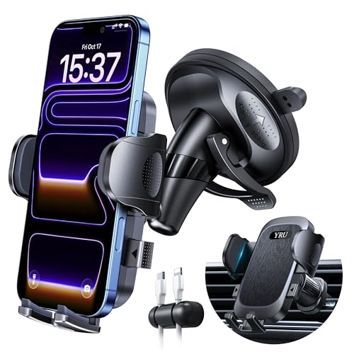 Military-Grade Anti-Shake & 360° Rotatable Suction 2026 Upgraded Car Phone Holder Mount 90+LBS Safest Strongest & Patent Certs Dashboard Windshield Vent for iPhone 18 Pro Max 17 16 Samsung, Matt Black