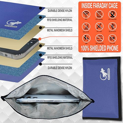 Gecko Travel Tech Faraday Bag Anti-Tracking GPS RFID Car Key Signal Blocker Wallet Shielding Pouch Protective Case for Cell Phone Car Key FOB, Data Privacy, Electronic Device Security (LIGHT BLUE) - color: LIGHT BLUE