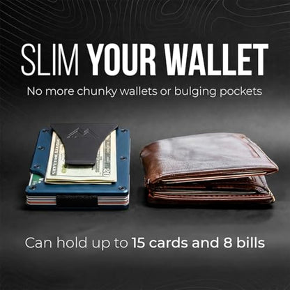 Mountain Voyage Minimalist Wallet for Men - Slim RFID Wallet, Scratch Resistant, Credit Card Holder & Money Clip, Easily Removable Money & Cards (Matte Navy Blue) - color: Matte Navy Blue