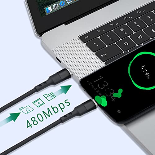Short USB C to USB C Cable 1FT, 3 Packs, 60W PD Fast Charging