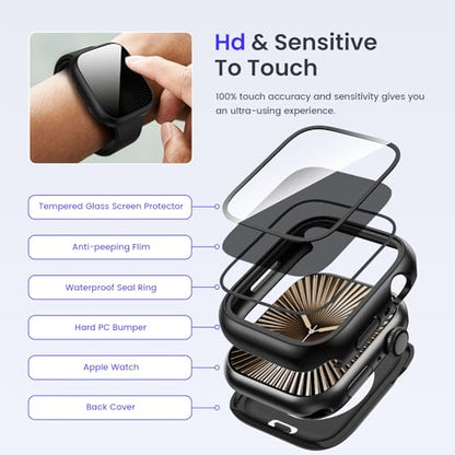 Goton Privacy Waterproof Case for Apple Watch Series 11/10 42mm - color: Matte Black, size: 42 mm