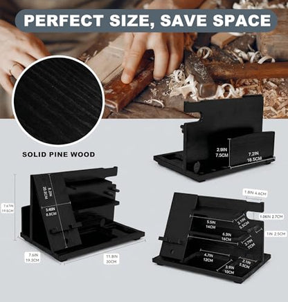 KOCWELL Wood Phone Docking Station, Gifts for Men, Nightstand Organizer Wood for Phone Tablet Earphones Watch Wallet Rings Pens Keys Notebook etc, Birthday Gifts for Men Husband Dad Boyfriend(Black)