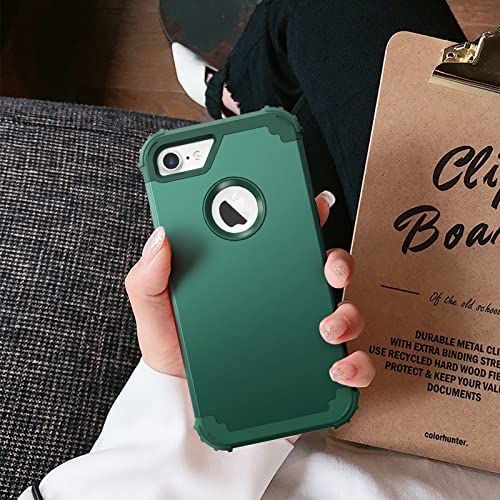 IDweel for iPhone 8 Case,for iPhone 7 Case with Screen Protector,3 in 1 Shockproof Hybrid Heavy Duty Hard PC Cover Soft Silicone Sturdy Bumper Full Body Sturdy Case,Graphite Green/Dark Green - color: Graphite Green/Dark Green