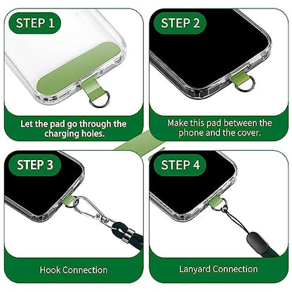CACOE Phone Lanyard 2 Pack-1× Adjustable Neck Strap,1× Wrist Strap,2× Pads,Universal Crossbody Cell Phone Lanyards,Multifuctional Phone Lanyards Compatible with Most Smartphones(Dark Green) - color: Dark Green, size: 30"（Neck Strap×1）+8"（Wrist Strap×1）