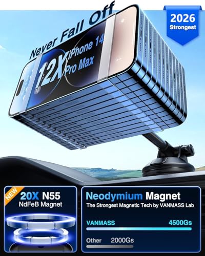 VANMASS for MagSafe Car Holder [Dash+Windshield+Vent] Magnetic Phone Mount