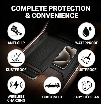 Wireless Charging Anti-Slip Mat for 2024 2025 2026 Toyota Grand Highlander, Silicone Waterproof Non-Slip & Anti-Scratch Center Console Phone Charger Protective Pad Liner Accessories