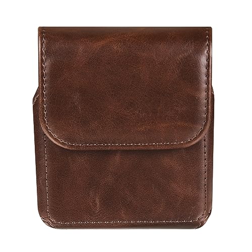 Leather Mobile Phone Holster Compatible with Samsung Galaxy Z Flip 8/7/6/5/4/3, Flip Smartphone Waist Bag with Belt Loop Compatible with Motorola RAZR 70 60 50 40 Ultra/RAZR+/Pura X/P50 Pocket - color: Coffee