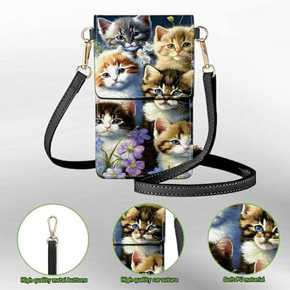 Small Crossbody Bags with Adjustable Shoulder Strap - color: Cats Family