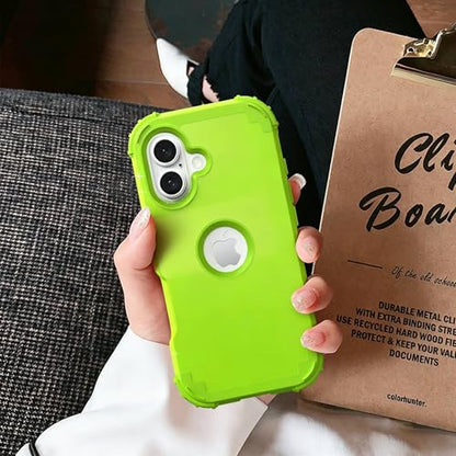 IDweel for iPhone 16 Case with Screen Protector,Luxury 3 in 1 Shockproof Slim Fit Hybrid Heavy Duty Hard PC Cover Soft Silicone Bumper Full Body Anti-Fingerprint Case,Glitter Grass Green - color: Glitter Grass Green