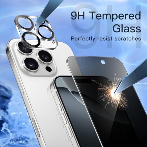 JETech Privacy Screen Protector for iPhone 16 Pro, 2+2 Pack - size: iPhone 16 Pro