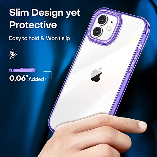 CANSHN Clear Shockproof for iPhone 12 Case/iPhone 12 Pro Case, Purple | Crystal Clear, Military-Grade Protection, Scratch Resistant, Anti-Slip, Slim Fit, Wireless Charging Compatible - color: Clear & Light Purple