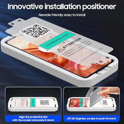 Spugan for Motorola Razr 2026/ 2025/ 2024 Screen Protectors, 2 Pcs Inner Screen TPU Protective Film [Installation Kit]+2 Pcs Outer Screen Tempered Film, Durable, Scratch Resistant, Bubble Free, Newbie Friendly, Ultra HD - size: Razr 2024/ 2025
