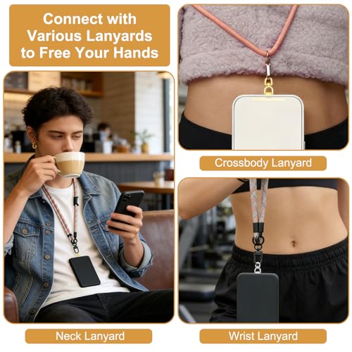 4 PCS Phone Tether Tab Phone Lanyard Patch with 360° Swivel Rotatable Without Adhesive Heavy Duty Universal Phones Insert for Strap Replacement Part Compatible with Cell Phones Straps Wristbands