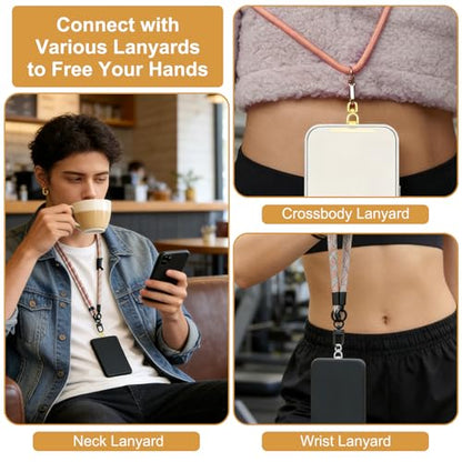 4 PCS Phone Tether Tab Phone Lanyard Patch with 360° Swivel Rotatable Without Adhesive Heavy Duty Universal Phones Insert for Strap Replacement Part Compatible with Cell Phones Straps Wristbands