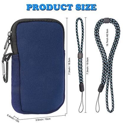 Pwsap Phone Sock, Universal Shock & Impact Resistant Neoprene Pouch with Carabiner and Lanyard Strap Sleeve Case for Hiking & Travelling Phone Bag Fits Phones up to 7 Inches, Blue, M - color: Blue, size: M