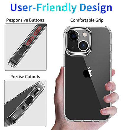 DEERLAMN Clear Case for iPhone 14 Plus/iPhone 15 Plus 6.7-Inch, Military Grade Drop Protection Anti-Scratch Transparent Ultra Slim Non-Yellowing Shockproof Protective Phone Cover - size: iPhone 14 Plus/15 Plus