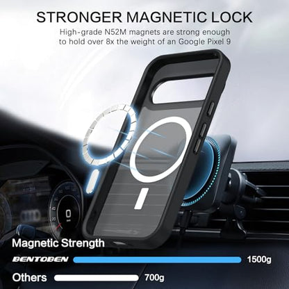 BENTOBEN for Google Pixel 9 Case [Magsafe Compatible] Translucent Matte Slim Shockproof Protective Phone Case for Google Pixel 9 6.3" 2024, Black - color: Black