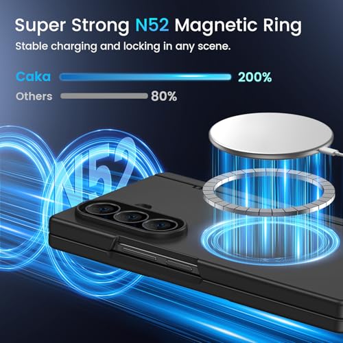 Caka Magnetic for Samsung Galaxy Z Fold 6 Case with Hidden Kickstand Black - color: Black