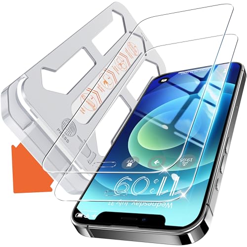 Screen Protector for iPhone 12 / iPhone 12 Pro 6.1 inch [Auto Dust Elimination] Full Coverage Tempered Glass Film 9H+ Military-Grade Protection,[No Bubbles No Dust] [2 Pack] - size: iPhone 12/12Pro