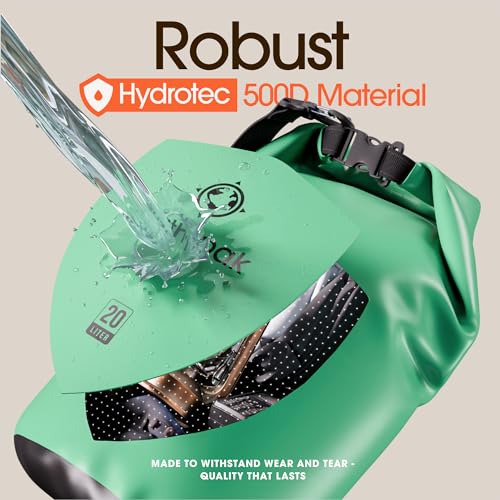 Earth Pak Waterproof Dry Bag - Roll Top Waterproof Backpack Sack Keeps Gear Dry for Kayak with Waterproof Phone Case - color: Seafoam Green, size: 10L