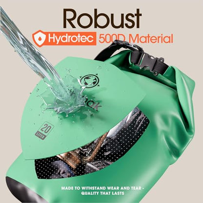 Earth Pak Waterproof Dry Bag - Roll Top Waterproof Backpack Sack Keeps Gear Dry for Kayak with Waterproof Phone Case - color: Seafoam Green, size: 10L