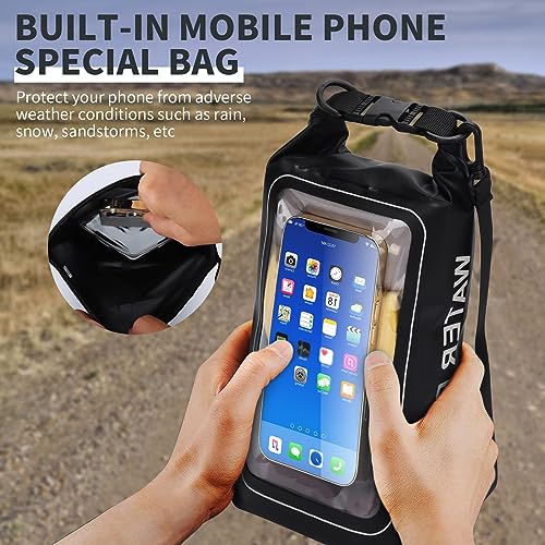 IP68 Waterproof Dry Bag, 2L - Roll Top Waterproof Pool Bag，Dry Bags for Kayaking Waterproof-w/Phone Pouch,Large Waterproof Phone Pouch,Boating & Kayak Accessories Camping (Black) - color: black