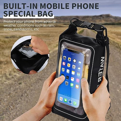 IP68 Waterproof Dry Bag, 2L - Roll Top Waterproof Pool Bag，Dry Bags for Kayaking Waterproof-w/Phone Pouch,Large Waterproof Phone Pouch,Boating & Kayak Accessories Camping (Black) - color: black