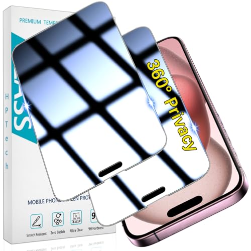 2 Pack 360 Degree Privacy Screen Protector for iPhone 15 6.1 Inch - color: Black-iPhone iPhone 15