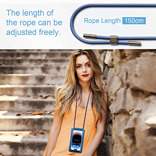 Small Crossbody Bag Cell Phone Purse for Women Men Leather Mini Shoulder Bag Wallet Case with Card Holder Slot Necklace Lanyard for All Phones iPhone Samsung Google up to 7.3" Blue - color: Blue