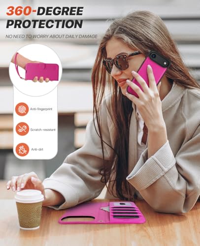 OCASE for iPhone Air Detachable Wallet Case with Card Holder, 2 in 1 PU Leather Flip Folio with RFID Blocking Stand Wrist Strap Shockproof Phone Cover 6.5 Inch 2025, Rose - color: Rose, size: iPhone Air