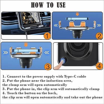 Wireless Car Charger Mount, 15W Fast Charging Auto Clamping Car Charger holder For iPhone/Samsung For IPhone 18 Pro Max 17 16 15 14 13 12 Pro,Samsung Galaxy S26 Ultra S25 S24 Ultra S23 S22 Pixel 11 10