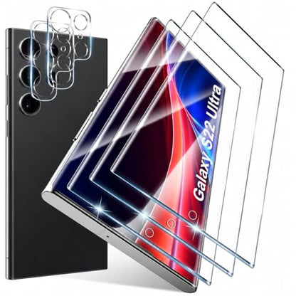 3+2 Pack Screen Protector for Samsung Galaxy S22 Ultra,Fingerprint Unlock - size: 6.81 inch