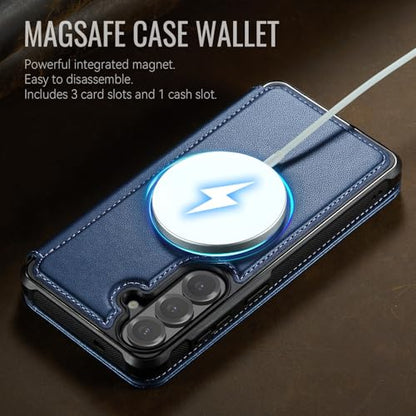 for Galaxy S25 Plus Slim Wallet Case Wireless Charging, Deep Blue - color: Deep Blue, size: Samsung Galaxy S25 Plus