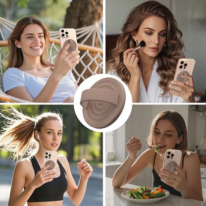 Magnetic Phone Grip for MagSafe, Silicone Ring Grip, Light Brown - color: Light Brown