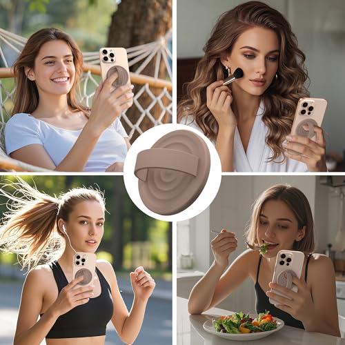 Magnetic Phone Grip for MagSafe, Silicone Ring Grip, Light Brown - color: Light Brown