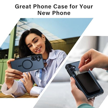 for Samsung Galaxy A16 5G Case with 2X Screen Protector, Magnetic Military Grade Shockproof Case Translucent Back Slim Rugged Bumper Cover for Galaxy A16 5G Phone Case-6.7 inch, Black - color: Black
