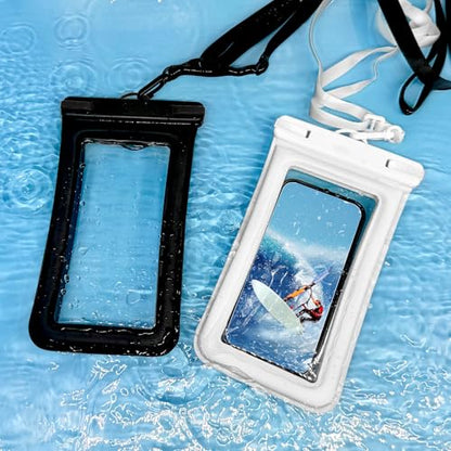 IPX8 Floating Waterproof Phone Pouch 2-Pack,7.2 Inch Waterproof Dry Bag16/15/14 Pro Max Galaxy S24/S23 Adjustable Lanyard + Wrist Strap Beach Swimming Travel Essentials Black White - color: black+white