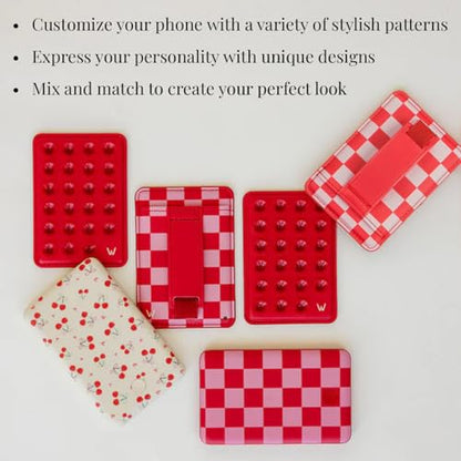 Walli Cases Magnetic Wallet, Slim Card Holder, Kickstand Finger Strap - color: Raspberry Rush