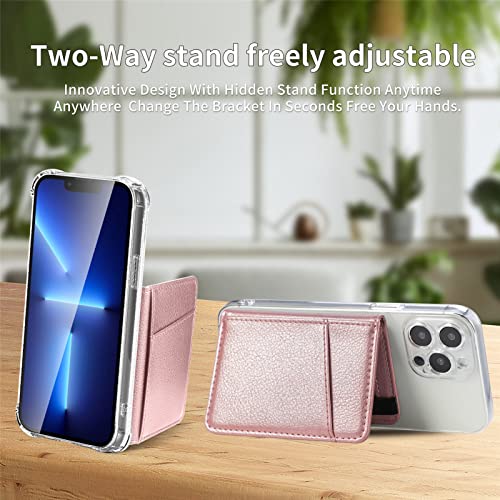 Phone Wallet Stick on for Phone Case, Credit Card Holder for Back of Phone Cases Flip Leather Wallet Sleeve Pouch Compatible with iPhone, Samsung Galaxy Android Most Smartphones Rose Gold - color: Rose Gold