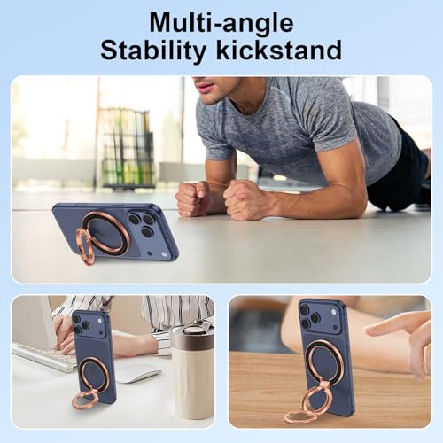 Magnetic Phone Grip Holder with MagSafe Ring Removable Kickstand,Magnetic Car Mount Mag Safe Accessory,Double Adjustable Gym Finger Ring Grip for iPhone 17e 17 Pro Max 17 Air 16E 16 Pro Max 16 15 Plus