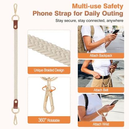 MoKo 2 Pack Stretchy Phone Lanyard Tether Retractable Phone Strap - color: Beige