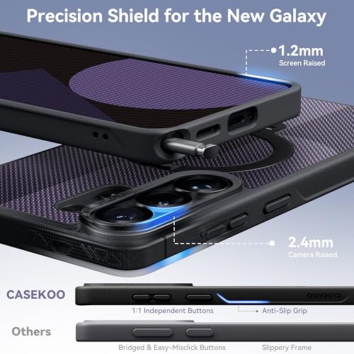 CASEKOO Geo Purple 26U Case with 360 Spin Magnetic Stand, Fit for MagSafe | 360 Spin Magnetic Stand, Fit for MagSafe, 18FT MIL-STD Protection, Invisible Ring Holder Phone Case - color: Two-Tone Purple