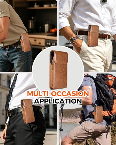 NINKI Leather Holster for Samsung Galaxy Z Fold 8 Ultra / 7/6 / 5 4 3 2 Belt Clip Case with Stylus & S Pen Holder & Card Slot,Carrying Pocket Cover for Samsung Z Fold 8 Ultra Phone Pouch Mens, Brown - color: Brown