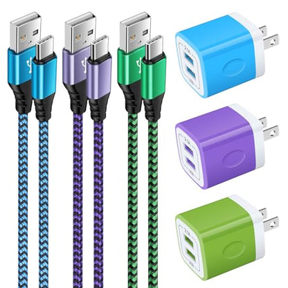 USB Wall Charger Block Fast Charging Brick for Samsung Galaxy S26 S25 S24FE - color: Blue,Purple,Green