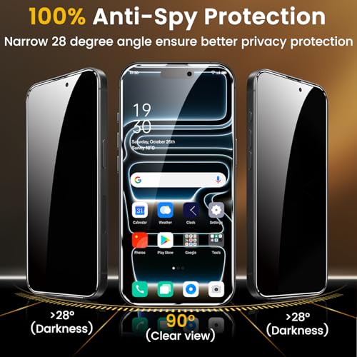 Romkasi 3 Pack Privacy Screen Protector for iPhone 17 Pro 6.3 Inch with 3 Pack Camera Lens Protector, Anti Spy Tempered Glass Film, Anti-Scratch, Touch Sensitive, Case Friendly - color: iPhone 17 Pro