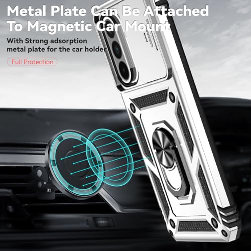 for Samsung Galaxy A36 5G Case with Slide Camera Cover HD Screen Protector [Military Grade 16ft. Drop Tested] Magnetic Ring Holder Kickstand Protective Phone Case for Galaxy A36 5G 2025, Silver - color: Silver w/ Slide Camera 2nd gen. Military Grade