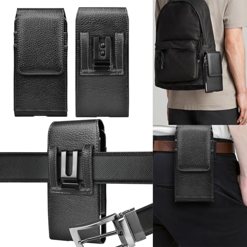 Phone Holster for Samsung Galaxy S25 Ultra S24 Plus S23 S22 S21 S20 FE 5G S10 A17 A16 A15 A14 A13 A35 A26 A36 A56 A51 A71 5G, Note 20 J7 J3 Leather Cell Phone Pouch Belt Clip Holder Case,Black - color: Leather-Black